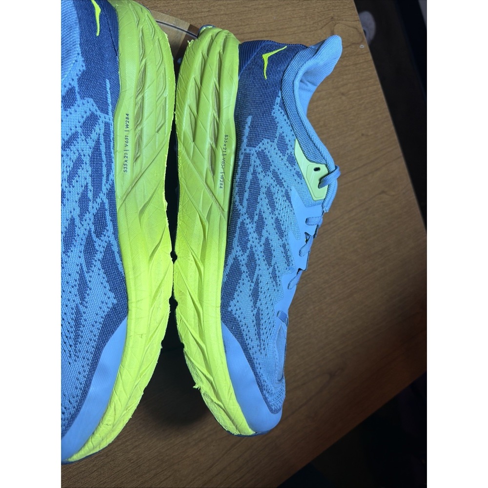 HOKA ONE ONE Men's Shoes Size 14 2E Speedgoat 5 Wide Stone Blue/ Dark Citron - Picture 12 of 16